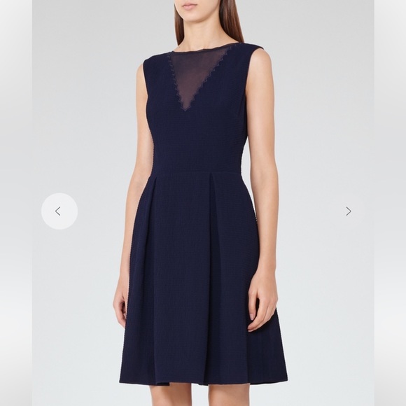 Reiss Marlowe Fit And Flare mini Dress Navy - Picture 4 of 15